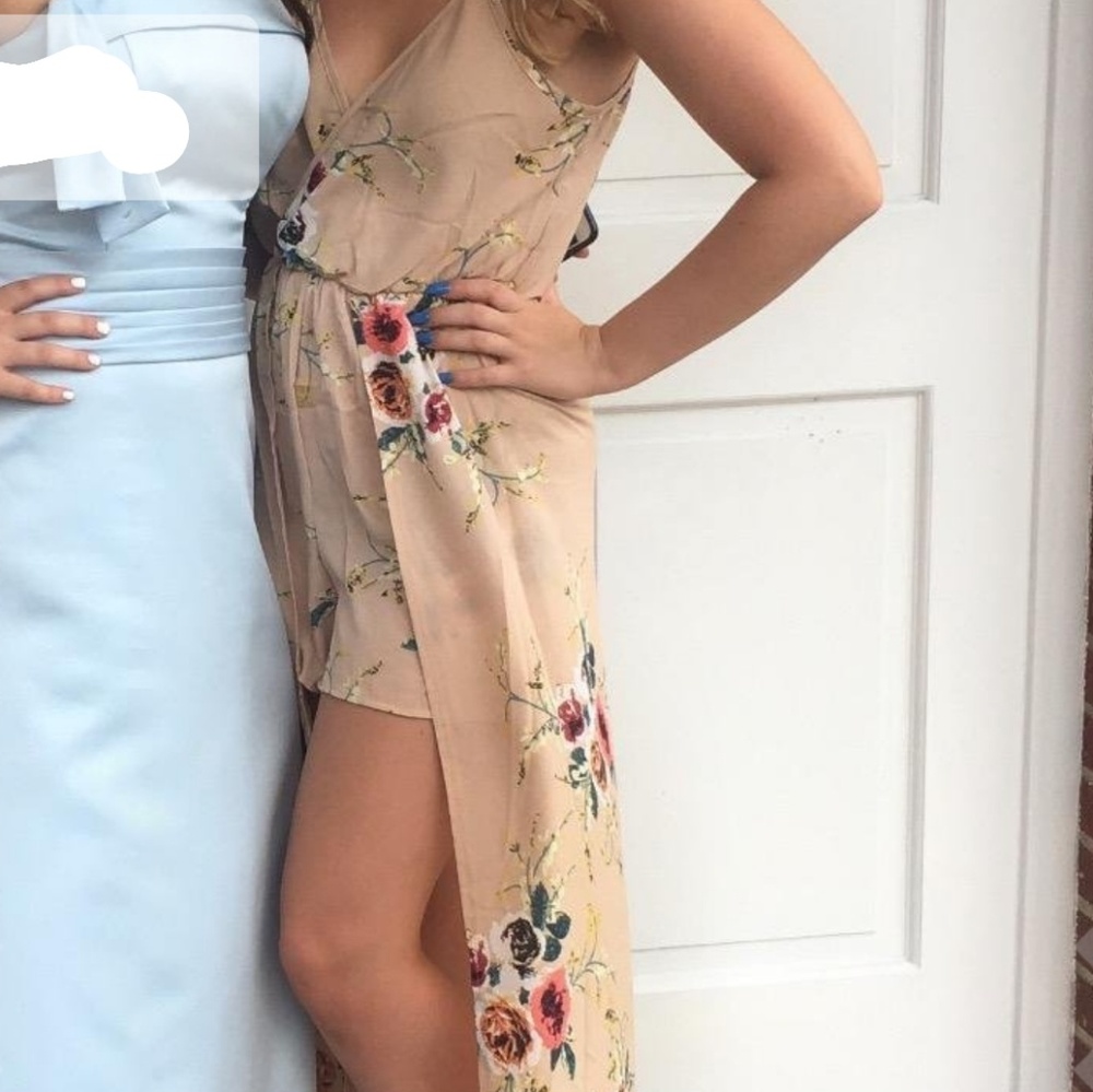(Size M)Khaki Floral Maxi Romper - Picture 8 of 8